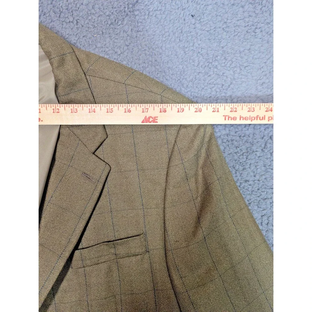 Lauren Ralph Lauren Wool Blazer Mens 46R Brown Plaid Sport Coat
